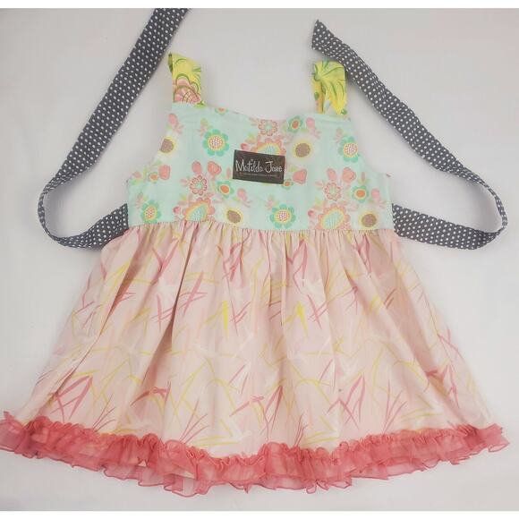 Matilda Jane Top 6 Hello Lovely In The Meadow Pink Floral Knot Apron Girls Size - Picture 4 of 5